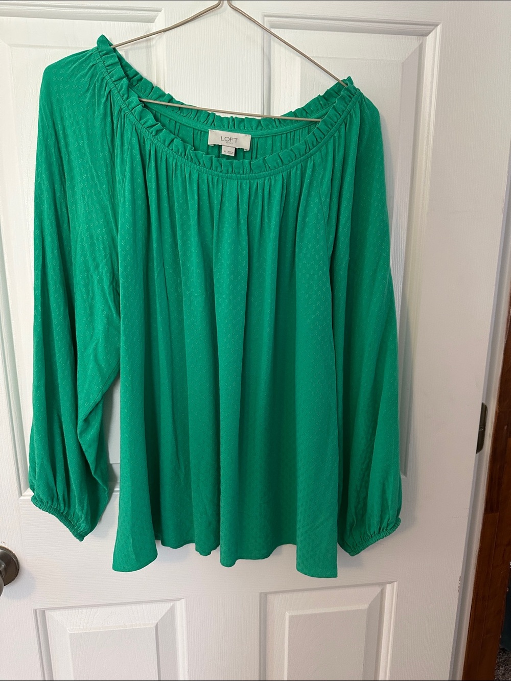 LOFT Emerald Green Long-Sleeve Peasant Top